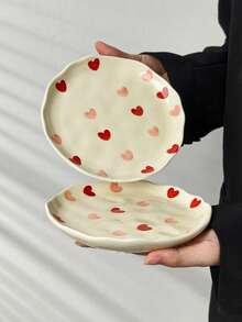 Bộ 1/2/4 đĩa sứ hình trái tim chủ đề Ngày Valentine, kiểu dáng Ins chất lượng cao, đĩa tròn 6 inch dùng cho bữa sáng, bánh mì, salad, tráng miệng, đồ ăn nhẹ, trang trí nhà cửa, quán cà phê, nhà hàng, tiệc tùng. - Nhiều màu - Xem 13