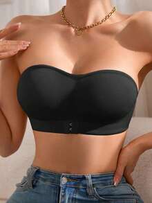 Áo ngực quây không dây dành cho nữ, cài nút phía trước, màu nude, không đường may, không lưng, thoải mái, không gọng. - màu đen - Xem 2