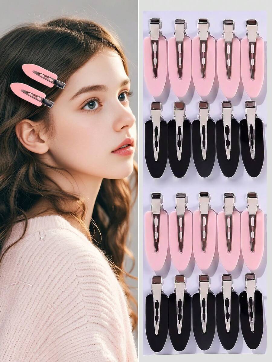 20pcs Colorful Clip-Less Hair Clips For Girls, Minimalist Side Bangs Clips, Sweet & Versatile, Damage-Free, Suitable For Daily Use And Back To School - Multicolor - View 1