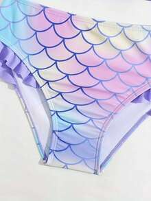 Bộ bikini cho bé gái tuổi teen, thời trang, thanh lịch, bộ đồ bơi thường ngày, thiết kế vải in kỹ thuật số dễ thương, dây đeo có thể điều chỉnh, cổ tròn, kiểu dáng mới, thích hợp cho bơi lội, kỳ nghỉ, bãi biển, bikini 2 mảnh. - Màu tím hoa cà - Xem 3