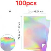 10/20/50/100张 A4尺寸全息彩虹可打印乙烯基贴纸，8.3x11.7英寸防水彩虹贴纸，适用于喷墨和激光打印机标签、学校用品、返校用品 - 彩虹 - 查看 9