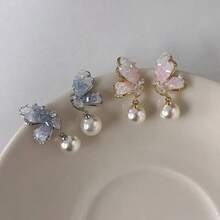 Hoa tai ngọc trai cổ điển, thanh lịch và đa năng, phong cách tối giản Hàn Quốc. - Loại bướm - Xem 8