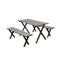 リビングアウト Living Out ガーデンテーブルベンチセット 木製 ダークブラウン テーブル/幅120×奥行59×高さ68cm ベンチ/幅120×奥行28×高さ43cm 天然木 パラソル用ホール付 広々使えるスクエアテーブル ゆったり座れるベンチ 背もたれ無し - ダークブラウン - チェックする 9