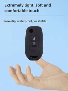 1pc Black Silicone Key Fob Cover Protector Fit For Renault Car - A - View 3