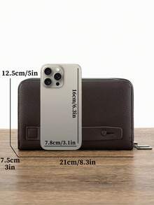 HOVI'S Classic Solid Color Retro Clutch Bag, Minimalist Business Large Capacity Lightweight Waterproof Daily Commute Phone Bag For Men, Valentine Day - Brown - View 10