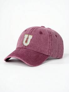 1pc Children's Adjustable Baseball Cap With 26 English Letters, Outdoor Sun Protection Casual Hat Suitable For Boys And Girls, Spring/Autumn, Travel, Beach - Burgundy - View 16