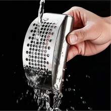 1pc Stainless Steel Garlic Press And Manual Fruit And Vegetable Masher, Easy To Use And Clean. Ideal For Chopping And Pressing Garlic, Fruits, And Vegetables. Perfect For Home Kitchens, RV Kitchens, And Restaurants. - Bạc - Xem 4