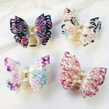 1 Elegant Butterfly Hairpin - Large Anti-Slip Hairpin With Hollowed-Out Design, Colorful Patterns (Beige, Light Pink, White) - A Must-Have For Daily Parties, Durable Beauty Accessory, Suitable For Daily Use And As A Gift - C - 查看 2