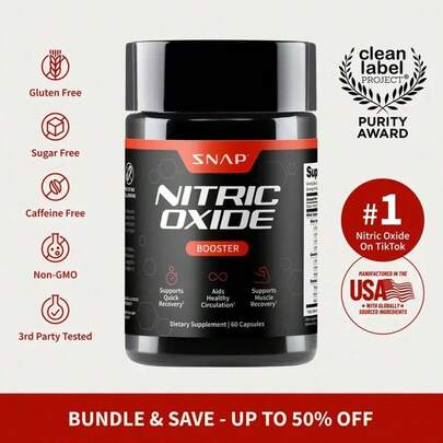 Nitric Oxide Booster - Support Healthy Blood Circulation - Nitric Oxide Supplement For Men And Women - 3rd Party Tested - 60 Count
