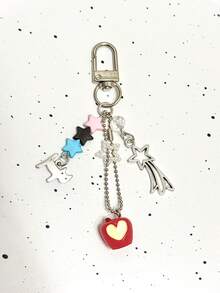 1个异想天开的小猫五角星手工串珠吊坠，可爱动物手机挂绳，耳机盒吊坠 - 彩色 - 查看 3