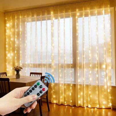 Zasilane przez USB, kurtynowe światła LED z pilotem, odpowiednie na Eid, wesela, wystrój domu, wieczory kawalerskie i festiwale