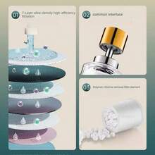 通用水龙头净水器带延长杆 - 2 种喷水模式和 360° 旋转，防溅水，适用于厨房和浴室水槽 - 彩色 - 查看 7