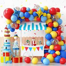 Fowecelt 2 套马戏团主题遮阳篷装饰，3D 条纹纸板遮阳篷，适用于夏季户外嘉年华墙面装饰、马戏团派对装饰（粉色、红色、绿色、黄色、蓝色、马卡龙风格）