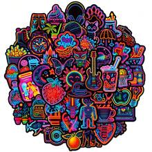 50pcs/Pack Cool Neon Lights Waterproof DIY Creative Stickers Toys, Laptop PC Computer Mobile Smartphones Phone Case Guitar Desktop Cup Travel Motorcycles Car Accessories Sticker - Multicolor - View 19