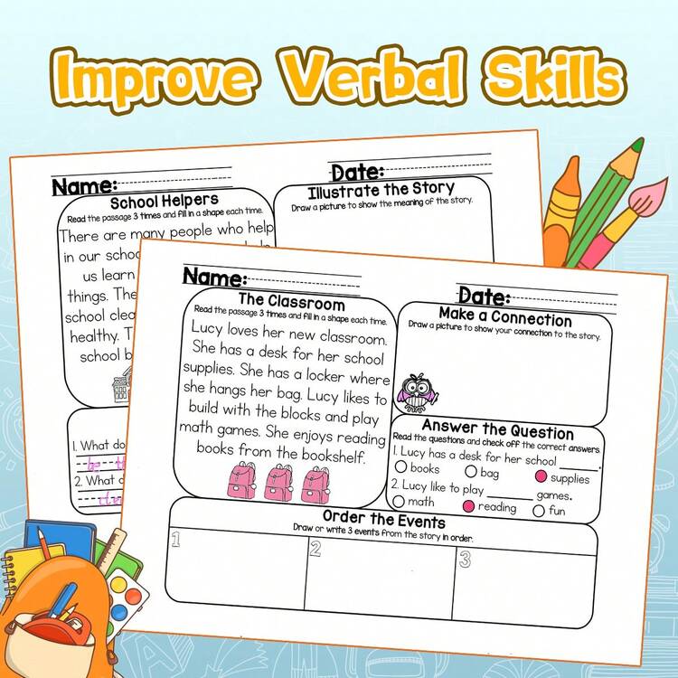 Reading & Word Skills Activity Workbook – Short Comprehension Passages With Questions, Spelling And Coloring Practice, Cut-And-Paste Word Games And Crafts, Builds Vocabulary, Reading Fluency, Hand Skills And Focus - Reading Comprehension - View 5