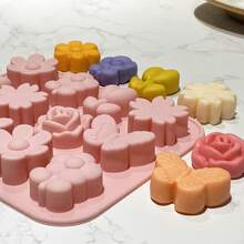 硅胶花朵糖果模具，玫瑰、郁金香、蝴蝶结糖果和巧克力模具 - 彩色 - 查看 3