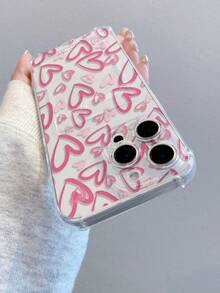 1pc Heart Pattern, Card Slot Transparent Shockproof Phone Case, TPU Material Can Be Given As Holiday Gift, Holds Photos, Cards, Suitable For IPhone XS/XS Max/XR/11 12 13 14 15 16 Pro/Pro Max/14 15 16 Plus/17 - Clear - View 3