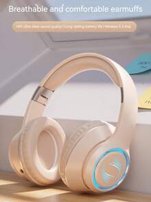 Foldable Wireless Over-Ear Headphones - Long Playtime, Wireless Stereo, Soft Earmuffs, TF Card Player - Comfortable, Portable For Smartphone & Laptop, USB Type-C Charging - 粉色 - 查看 5