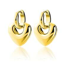 1pc Luxury Smooth 925 Silver Elegant Heart Pendant Earrings, Suitable For Women's Vacation, Party, Wedding - Silver - View 4