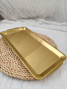 1pc Stainless Steel Korean BBQ Tray, Serving Platter, Grill Plate, Food Tray, Party Tray, Dessert Tray, Cake Tray, Fruit Tray, Snack Tray, Kitchen Supplies, Christmas Gift - Gold - View 8