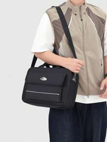 1 pieza Bolso para laptop negro, maletín de negocios minimalista de gran capacidad y de moda - Multicolor - Ver 11