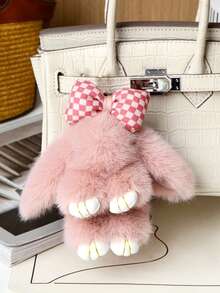 可爱毛绒兔子吊坠，蝴蝶结兔子钥匙扣，毛绒兔子包包挂饰，动物钥匙扣，萌萌卡通毛绒包包挂饰，小饰品，汽车钥匙扣，钥匙链挂绳，钥匙扣，钥匙圈配件，钥匙圈，女士礼物，圣诞礼物，圣诞袜礼物，生日礼物，朋友礼物，节日礼物，活动纪念品，派对小礼品 - 彩色 - 查看 4
