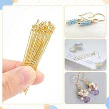 50pcs 18K Gold Plated Ball Head Pins End Headpins Brass Wire Needle Straight Sewing Pins For Earring Pendant Bracelet Necklace Jewelry Making Findings DIY Craft Handmade - Multicolor - View 8