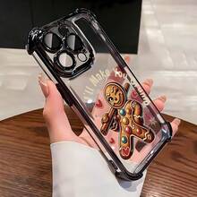 Funda para teléfono con espejo de hombre de jengibre y mensaje dulce. Compatible con  17,  16 Pro Max,  15 Pro Max,  13 y  12. Fabricada en TPU, ofrece una excelente protección contra golpes y caídas. Ideal como regalo divertido para familiares, amigos, celebraciones navideñas y ocasiones especiales como cumpleaños o Navidad. - Negro - Ver 3