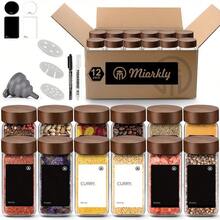 12/24/35pcs Stück, Gewürzglas-Set, Gewürzgläser aus Glas mit Sandelholz-Deckel, 120ml Gewürzbehälter für Küchengewürze und Gewürze, Küchenvorratsgläser, Gewürzgläser mit Deckel und Etiketten, Küchenzubehör - 35 Stück quadratische Sandelholzdeckel-Version - Übersicht 2