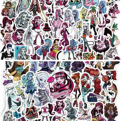70/50pcs Monster High Cartoon TV Series Themed Stickers, Fun Style DIY Personalized Idol Merchandise Gift For Friends Birthday, Movie Collectibles, Decorative Stickers, Lovely Small Gift, Valentine's Day Present