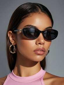 1 Pair Women's Cat Eye Small Frame Personalized Retro Decorated Temples Fashionable Versatile Street Style High-End Chic Fashion Glasses