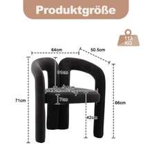 Samt Modern Design Esszimmerstühle, Gepolsterte Dekorative Stühle/Esszimmerstühle/Eimer Seitenstühle, Wohnzimmer Küche Sessel 2-Stück/Satz Freizeitstühle - Black - View 5