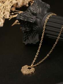 1件18K镀金不锈钢祝福与繁荣主题吊坠项链，寓意平安长寿，男女皆宜日常佩戴。 - 金色福祿如意福字如意牌項鍊 - 查看 4