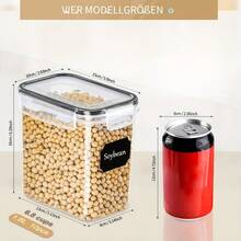 Essenziale per l'uso domestico! Set di 10 barattoli da 1,6L con coperchio ermetica in plasticale resistente all'aria. Ideali anche come contenitori alimentari e mangime animali: pasta, cereali, riso , farina... MOLTEPLICI UTILIZZO - Schwarz, 10 Stück - Übersicht 10