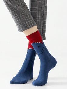 1/5 Pairs Unisex Dopamine Cartoon Abstract Shark, Crocodile, Zebra Patterned Artistic Design Combed Cotton Crew Socks, Suitable For Travel, Home, Office, Holiday Gifts - Multicolor - View 8