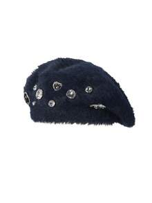 1pc Rhinestone Embellished Rabbit Fur Casual Beret Hat, Suitable For Daily Wear, Valentine's Day, Holiday Gift - Berets - View 14