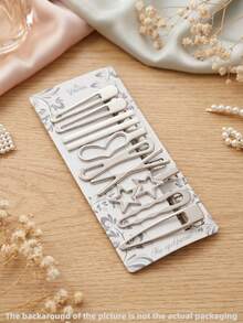 10 chiếc kẹp tóc nữ, kiểu dáng tối giản và đa năng, phù hợp sử dụng hàng ngày, bao gồm kẹp càng cua, kẹp tóc, ghim cài tóc, v.v., kẹp tóc cài đầu, phụ kiện tóc cho nữ, phụ kiện đội đầu, ghim cài tóc. - Bạc - Xem 3