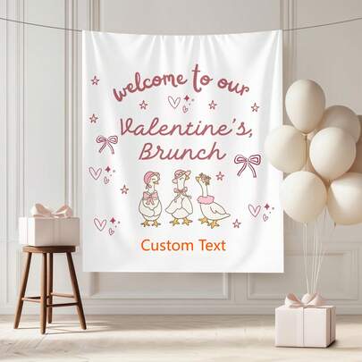 1pc Personalized Valentine's Day Tapestry, Custom Valentine's Banner, Valentines Night Sign, Valentine's Backdrop, Valentine's Day Decor, Gift For Loved