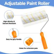 Paint Roller 9" Set Tray Rollers Soft Sleeves Brush Kit Decorating Painting Tool - Orange - View 2