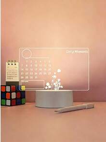 1 st USB-driven fyrkantig anslagstavla med 3D-nattlampa, akryl LED-belyst skrivtavla, fyrkantig LED-skrivbordslampa - 3D-nattlampa för anslagstavla - Visa 4