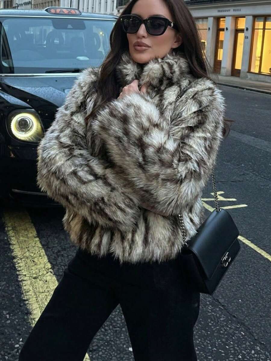 Áo khoác lông giả kiểu retro độc đáo dành cho nữ, thời trang và phong cách cho mùa thu/đông. - Nhiều màu - Xem 1