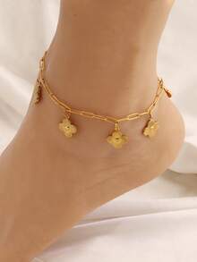 1pc Stainless Steel Four Leaf Clover Pendant Anklet For Women Chain Ankle Bracelet On Leg Foot Beach Jewelry Gift - Anklets - View 2