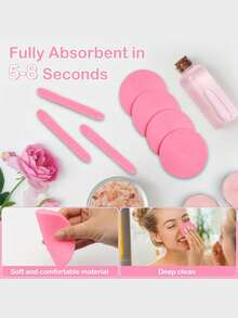60 Pieces Of Compressed Facial Cleansing Sponge, Natural Cellulose Beauty SPA Sponge, Suitable For Beauty Care, Facial Cleansing, Exfoliation Masks And Makeup Removal - Pink - View 5
