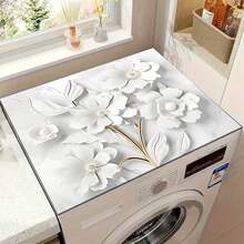 1pc White Lily Flower Pattern, Warm Family Atmosphere, Diatomite, Non-Slip, Suitable For Washing Machine Cover Pad, Dryer Cover Pad, Coffee Machine Pad, Kitchen Countertop Pad. Multi-Purpose Household Mat - Multicolor - View 8