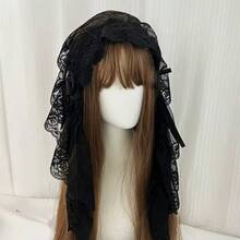 Băng đô ren đen trắng Lolita dành cho nữ, khăn che mặt phong cách Gothic Harajuku, phụ kiện cosplay, phụ kiện tóc ngọt ngào cho Halloween. - Nhiều màu - Xem 9