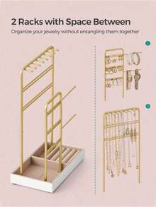 1 PC Valentine's Day Jewelry Box For Family Jewelry Stand Holder Organizer, Jewelry Display Stand Tower Rack With Velvet Ring Tray, Rotating Earring Display Hanging, Bracelet Necklace Holder, Jewelry Display Stand, Necklace Display Stand , Makeup Room Decor,Room Decor - White - View 8