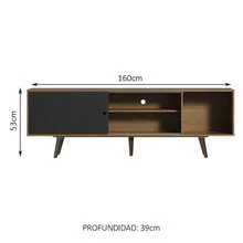 Madesa Mueble Mesa Rack para TV hasta 80 Pulgadas con Puerta corrediza y 4 nichos Dubai - Marrón - Marrn - Ver 3