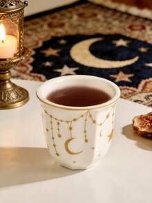 1 Stück Keramik Kaffeebecher mit Gold Mond- und Sternmuster, 180ml/250ml Fassungsvermögen, orientalischer Teebecher, geeignet für Tee, Espresso, Latte, Cappuccino, Milch, Saft, ideal für Zuhause, Küche, Restaurant, Café, Geschenk zu Feiertagen - Verschiedenfarbig - Übersicht 7