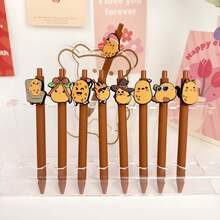 15/30pcs Fun Creative Push-Button Ballpoint Pens, Potato Pattern Stickers, Retractable Ballpoint Pens, Multiple Styles, Brown Pen Barrel, Office Ballpoint Pens, Exam Pens, Writing Pens, Party Favors, Elegant Gifts, Writing Supplies, Office Supplies, Learning Tools, Back To School Stationery, Surprise Gifts - Black - View 5