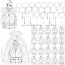 Bộ 24 chai nước thánh Công giáo, quà tặng rửa tội số lượng lớn thích hợp để tặng khách. Người Công giáo nhận được 6 chai nước thủy tinh, kèm theo 6 vòng tay thánh giá vàng, 6 túi vải organza trong suốt và 6 dải ruy băng, làm quà tặng cho đám cưới và lễ rửa tội tại nhà thờ (nơ ren, màu trắng). - Nhiều màu - Xem 20